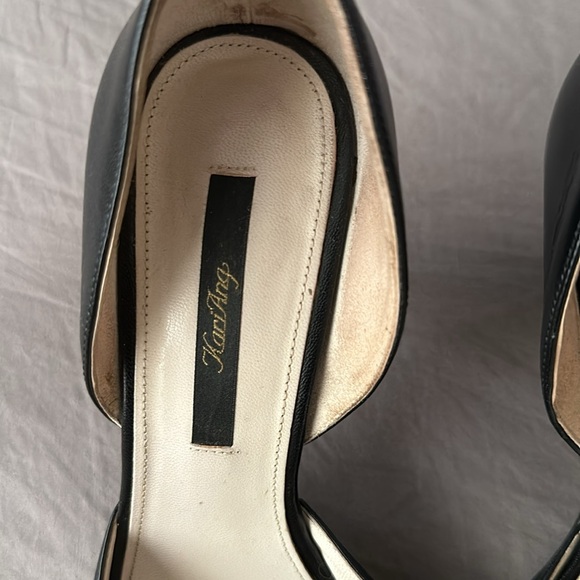 Kariang leather heels open toe black moussy pumps - Picture 2 of 6